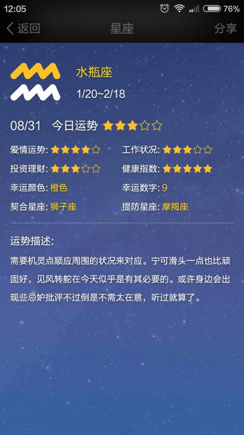 Aquarius今天,2015年8月16日