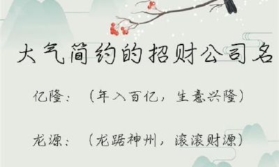 起名字:如何给你的企业取一个大气简洁而又有特色的旺财名字