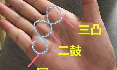 寻找掌纹中的一圆二鼓三凸,若发现,则预示着未来必将获得巨额财富!