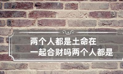 土相相生,是不是土命的人才能结合财运并携手白头?