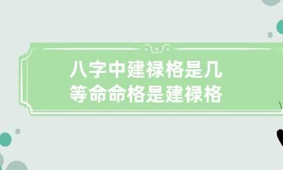 八字中建禄格是几等命 命格是建禄格
