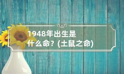1948年出生是什么命?(土鼠之命) 1948属鼠什么命