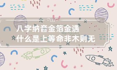 八字纳音 金箔金遇什么是上等命 非木则无所依