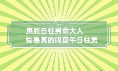 庚辰日柱男命大人物是真的吗 庚午日柱男命性格