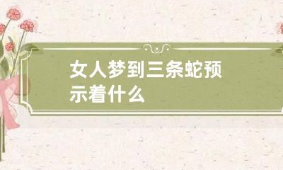 女人梦到三条蛇预示着什么