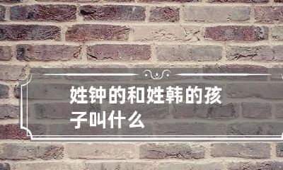 姓钟的和姓韩的孩子叫什么