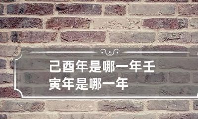 己酉年是哪一年 壬寅年是哪一年