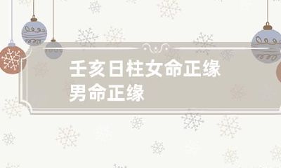 壬亥日柱女命正缘 男命正缘