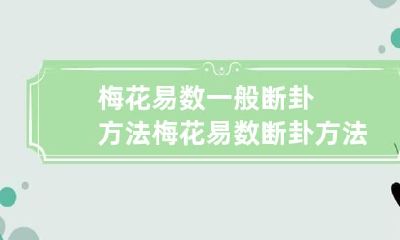 梅花易数一般断卦方法 梅花易数断卦方法图解耿明远