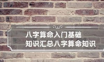 八字算命入门基础知识汇总 八字算命知识速查表