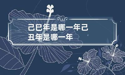 己巳年是哪一年 己丑年是哪一年