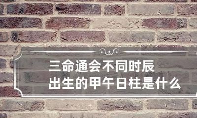 三命通会 不同时辰出生的甲午日柱是什么命