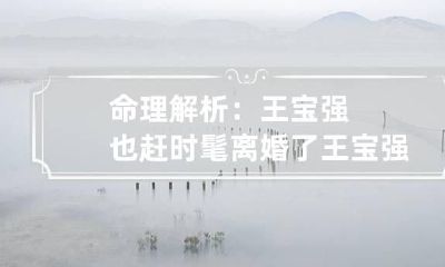 命理解析:王宝强也赶时髦离婚了 王宝强离婚结婚