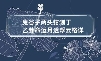 鬼谷子两头钳测丁乙卦命运 月透浮云格详解