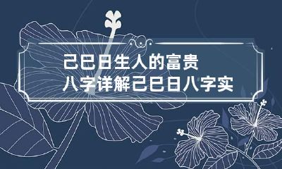 己巳日生人的富贵八字详解 己巳日八字实例解读