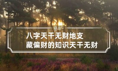 八字天干无财地支藏偏财的知识 天干无财星地支藏财