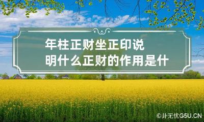 年柱正财坐正印说明什么 正财的作用是什么