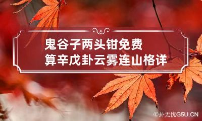 鬼谷子两头钳免费算辛戊卦 云雾连山格详解