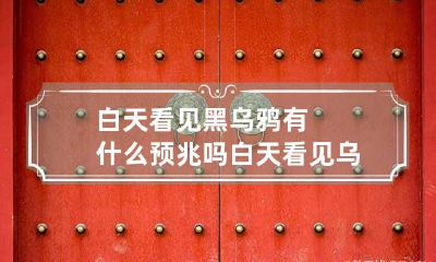 白天看见黑乌鸦有什么预兆吗 白天看见乌鸦飞过有预兆吗
