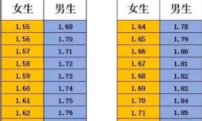 男女身高最佳配对表图190(男女生最佳身高配对)