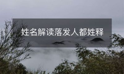 揭密姓名中的“落发”字眼:想知道为什么姓释的人都受到影响吗?让我们来进行姓名解读!