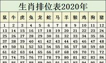 生肖排位表2020年 正版排码表图