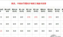 2017中秋国庆股市休市安排