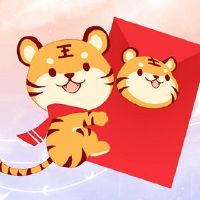 新年红色信封祝福老虎虎