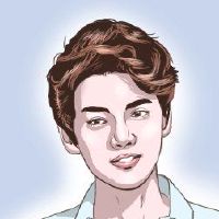 男人的脸上的自我依恋，高鼻子，但短