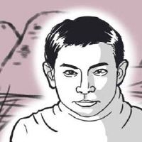 王福的女人的手感三角形图案