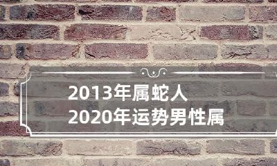 从八字命理角度看，2013年出生的属蛇男性在2020年的运势和运程表现如何？
