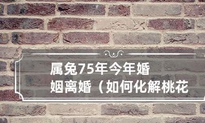 如何应对属兔75年出现的婚姻离婚问题并化解桃花劫？