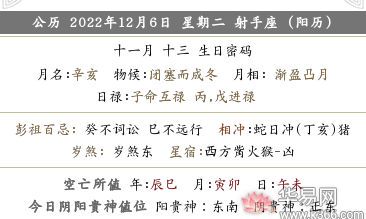 2022年农历十一月十三是什么日子？对应公历几月几号？