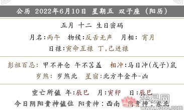 2022年农历五月十二时辰吉凶表、时辰宜忌表