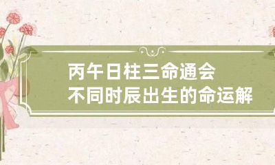 丙午日柱三命通会 不同时辰出生的命运解读
