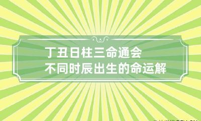 丁丑日柱三命通会 不同时辰出生的命运解读