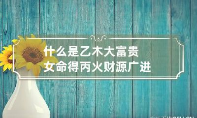 什么是乙木大富贵女命 得丙火财源广进