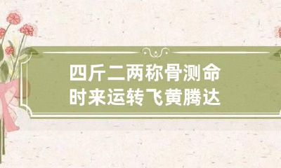 四斤二两称骨测命 时来运转飞黄腾达