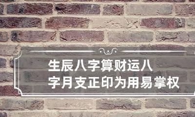 生辰八字算财运 八字月支正印为用易掌权得位