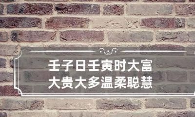 壬子日壬寅时大富大贵 大多温柔聪慧