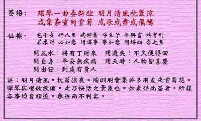 黄大仙灵签 第9签：上吉 陶渊明赏菊