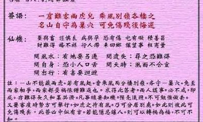 黄大仙灵签 第94签：中平 髯公远走扶余