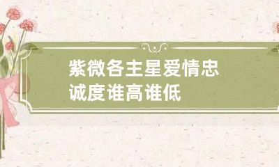 紫微各主星爱情忠诚度谁高谁低