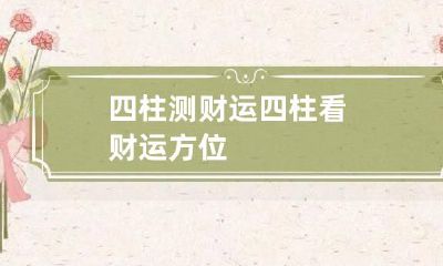 四柱测财运 四柱看财运方位