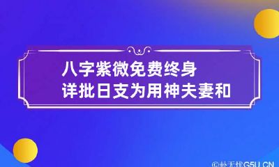 八字紫微免费终身详批 日支为用神夫妻和睦