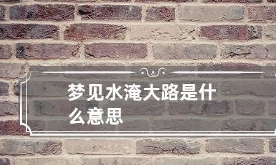 梦见水淹大路是什么意思