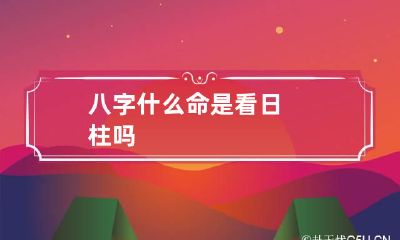 八字什么命是看日柱吗
