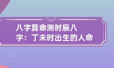 八字算命 测时辰八字：丁未时出生的人命如何？