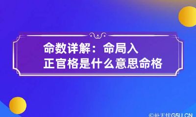 命数详解：命局入正官格是什么意思 命格为正官格