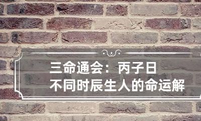 三命通会：丙子日不同时辰生人的命运解析